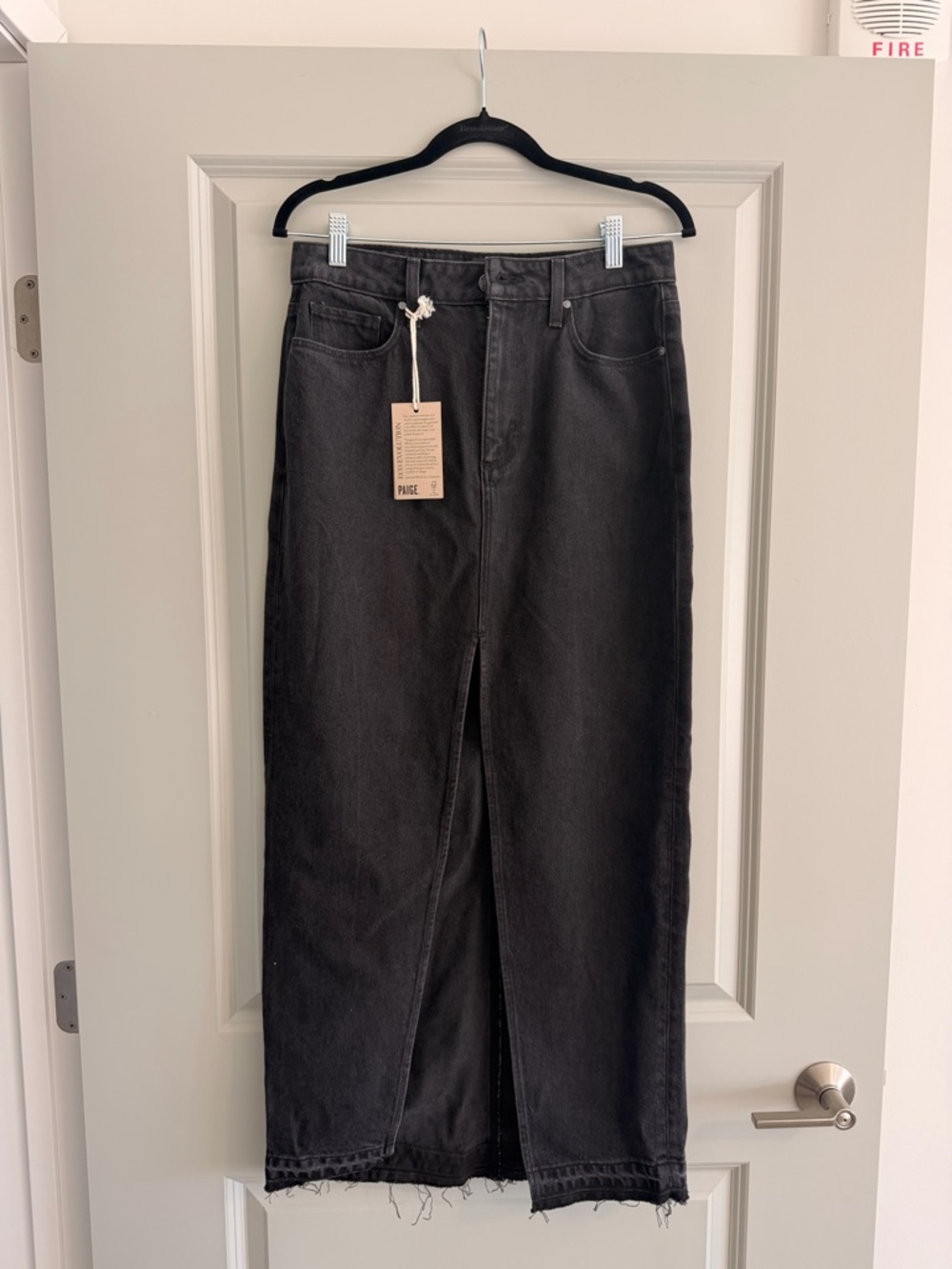 PAIGE BLACK DENIM MAXI SKIRT SIZE 27 NWT
